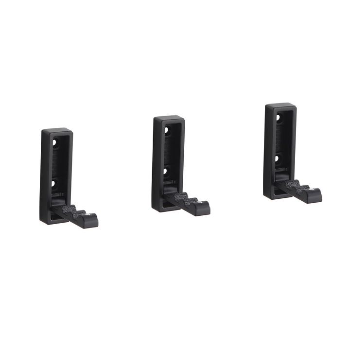 Set de 3 cârlige BGL, metal, design patrat, culoare negru