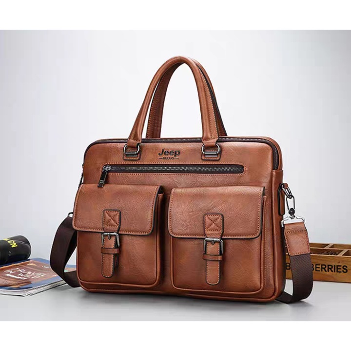 Férfi bőr aktatáska, 38×28×7cm