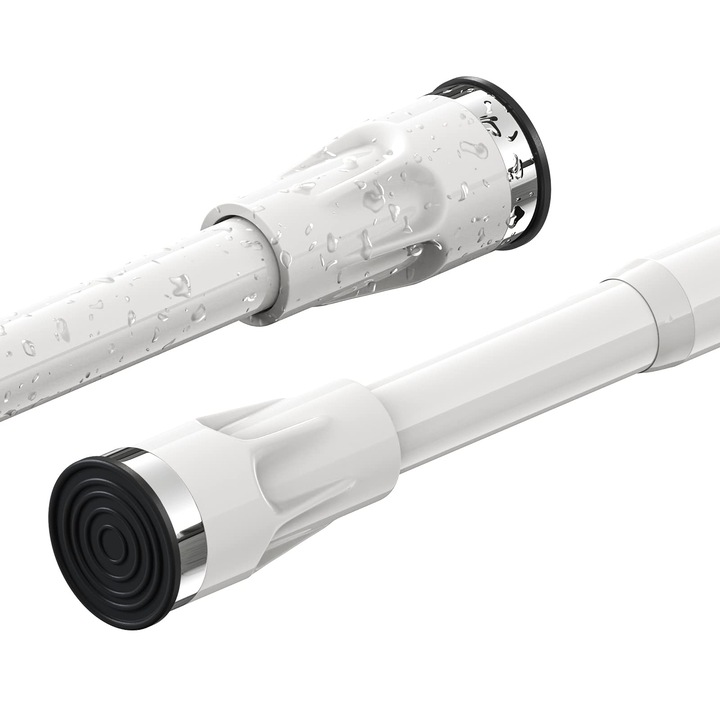 Drazek teleskopowy pentru perdea de dus, 177-223 cm, 28 mm, alb