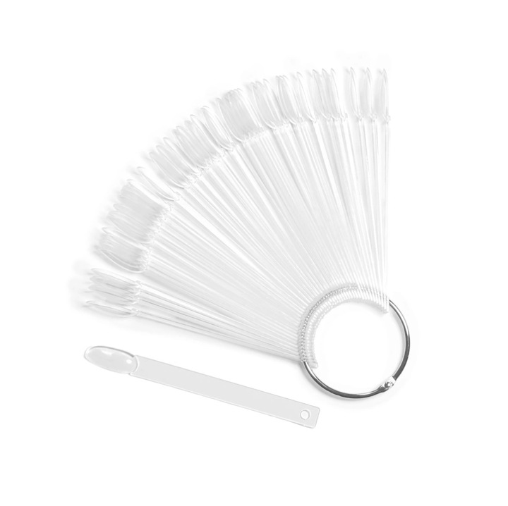 Paletar pentru nail art, Silcare, 50 tipsuri transparente, ideal pentru prezentare