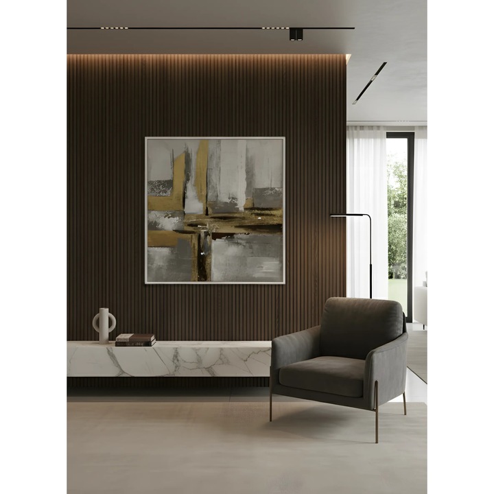 Tablou abstract cu accente aurii – 100×100 cm | Olivy