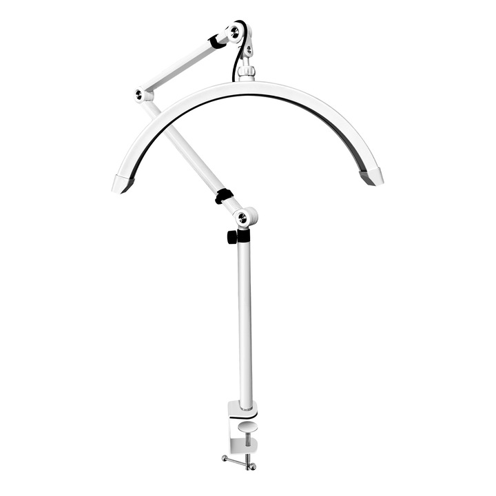 Calissimo, Lampa cosmetica Moon de birou pentru extensii de gene LED fara umbre cu trepied insurubat alba, 1-LA-00202