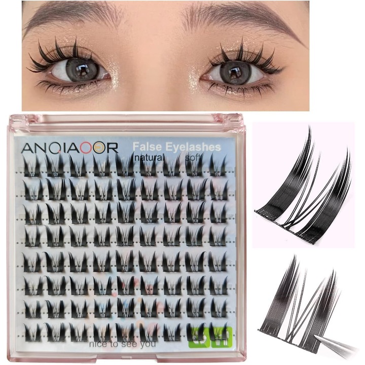 Set 72 gene false, ANQIAOER, fibre de inalta calitate, usor de aplicat, negru