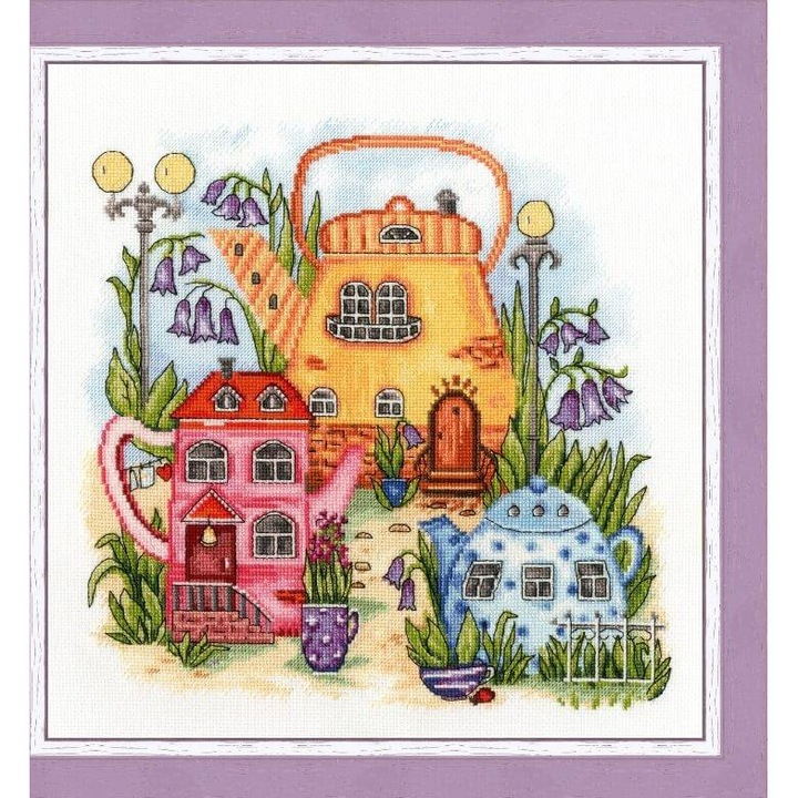 Set de brodat in cruciulita Golden Fleece "Orasul ceaiului" 23.5x23.5 cm