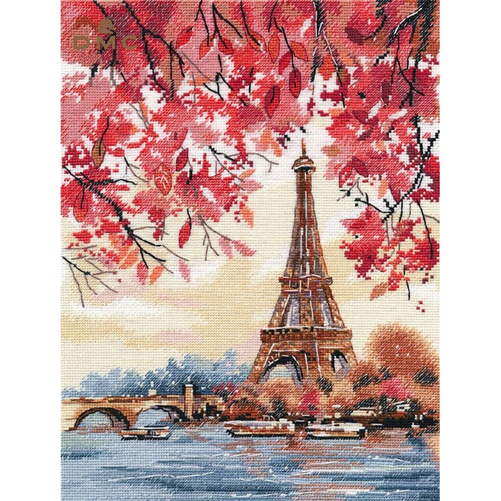Oven keresztszemes hímzőkészlet "Párizsi románc" 23x30 cm