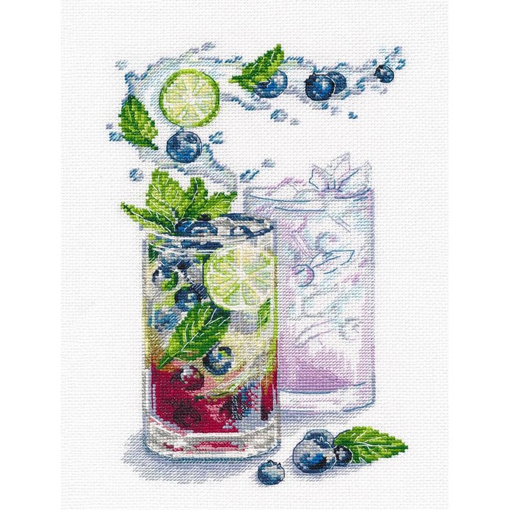 Set de brodat in cruciulita Oven "Cocktail de afine" 15x23 cm