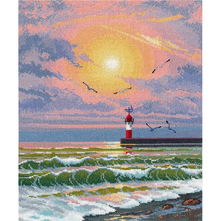 Oven keresztszemes hímzőkészlet "Tenger és sirályok" 24x30 cm
