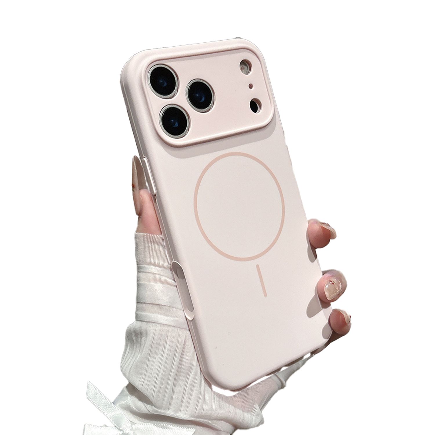 Husa de protectie, pentru Apple iPhone 17 Pro Max, Silicone Case, MagSafe, Calitate Premium, Interior din microfibra, Roz deschis