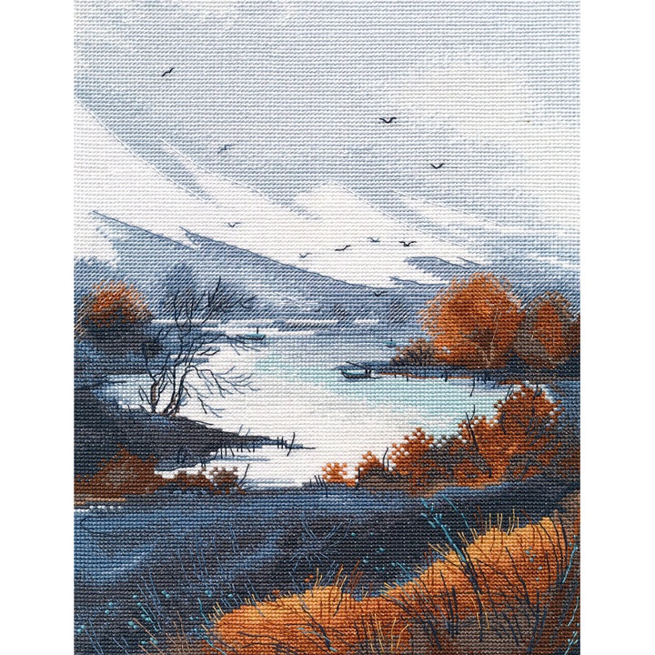 Set de brodat in cruciulita Oven "Muntii iubesc linistea" 20x28 cm