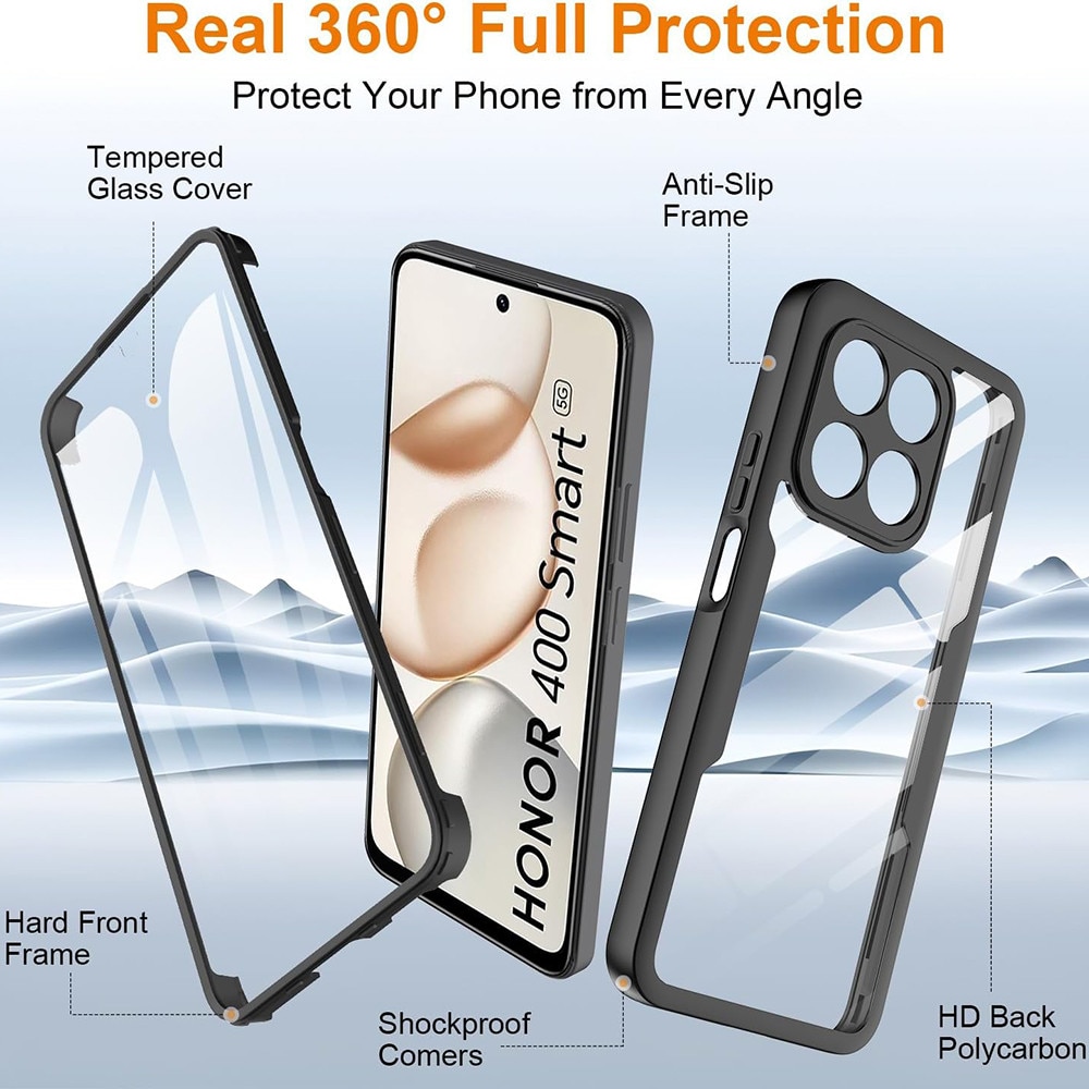 Husa + Folie pentru Honor 400 Smart / X7d 4G, SKYDDAR INNOVATION, [Pachet 360°] ColorVerse, set cu sticker, Negru