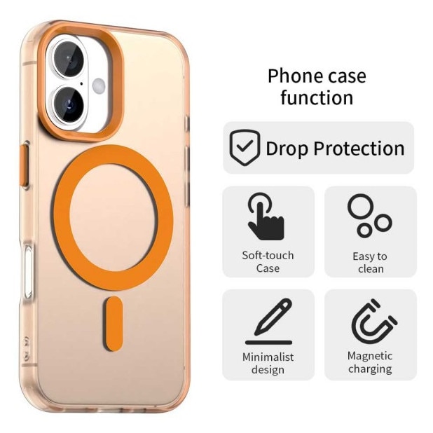Husă Upzz Tech Candy, compatibilă cu MagSafe, protecție camera și colțuri, portocalie, pentru iPhone 17 Pro Max