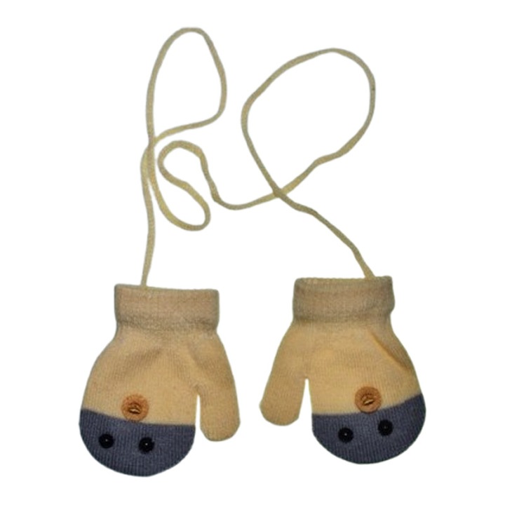 Egyszerű kesztyű, zsinórral, gyerekeknek, Mini Junior MS3110G, Sárga 124225