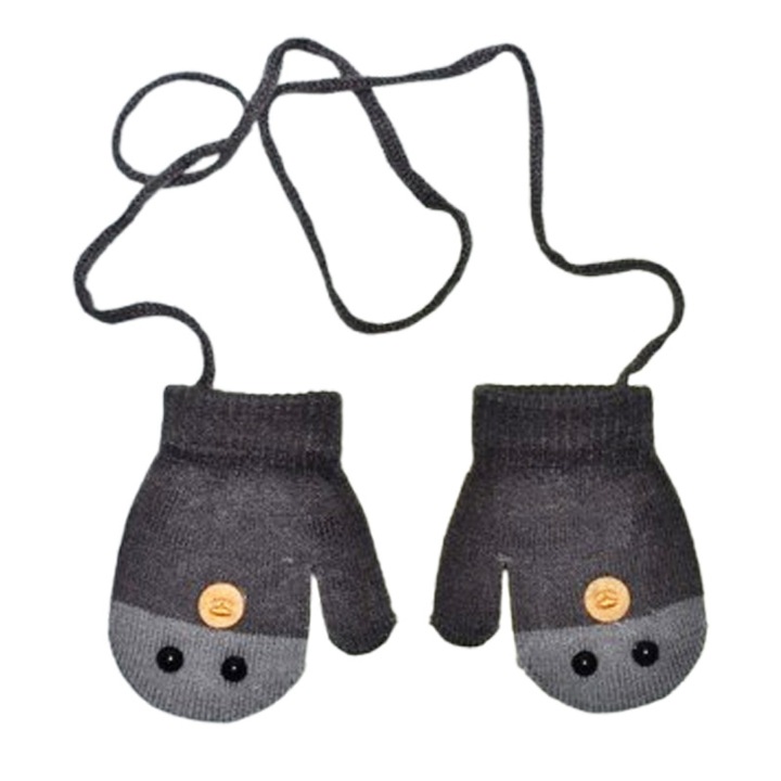 Manusi simple, cu snur pentru copii, Mini Junior MS3110G2, Gri 124234