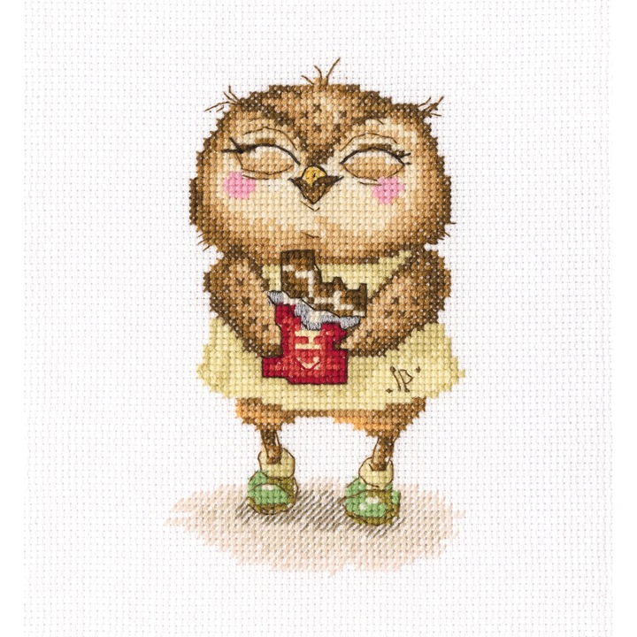 Set de brodat in cruciulita RTO "Bucati de ciocolata in folie argintie" 10x15 cm