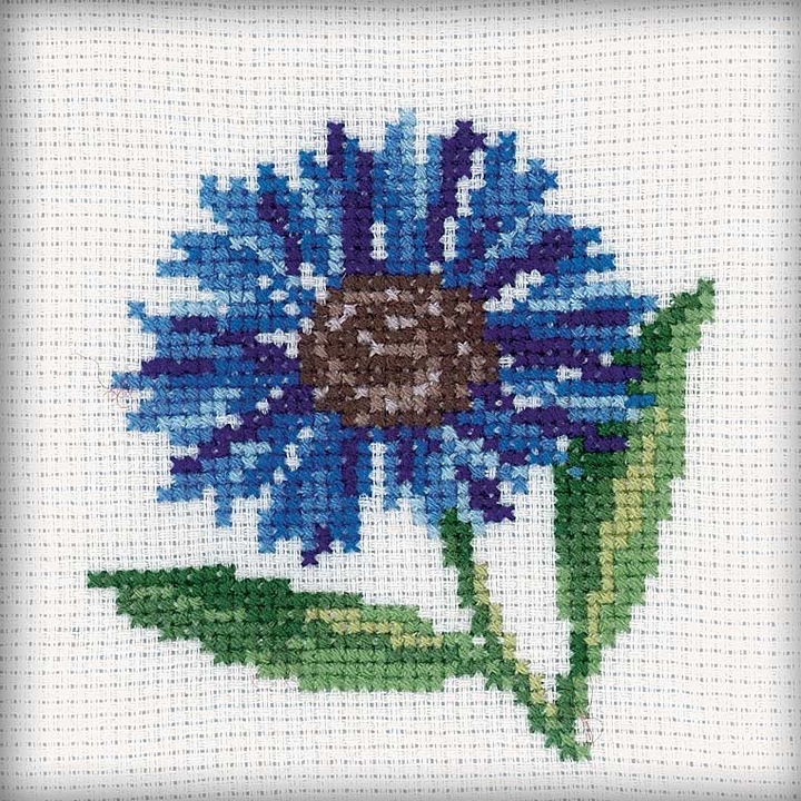 Set de brodat in cruciulita RTO "Albastrele" 10x10 cm