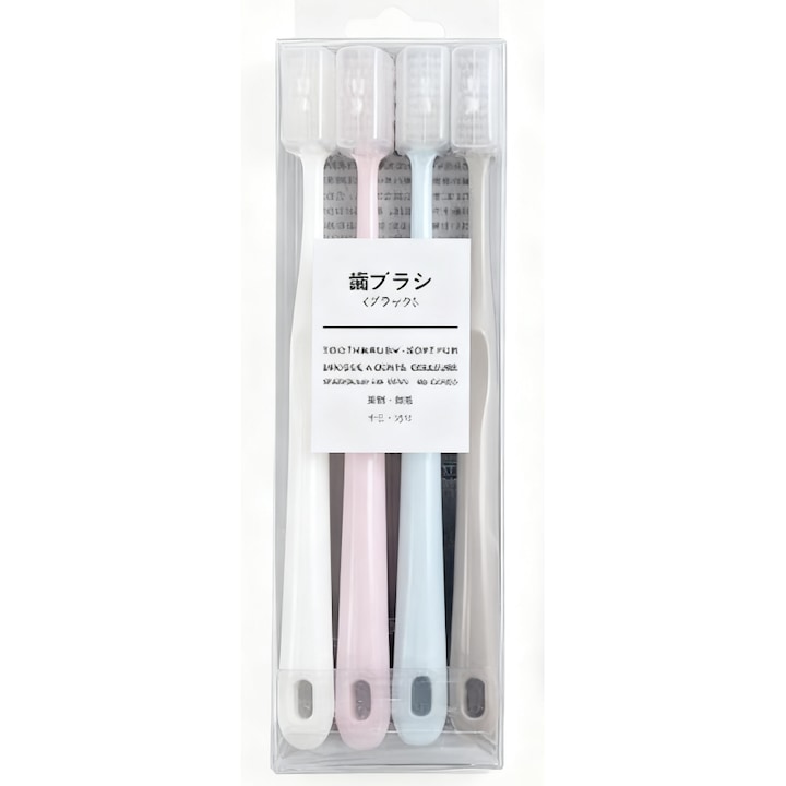 4 darabos fogkefe készlet, bambusz szén, többszínű