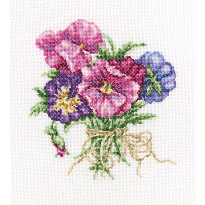 Set de brodat in cruciulita RTO "Buchet de violete" 19x21.5 cm