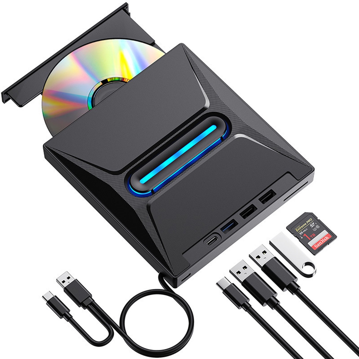 7 IN 1 Unitate CD/DVD externa pentru laptop, Yulinland®, Plug