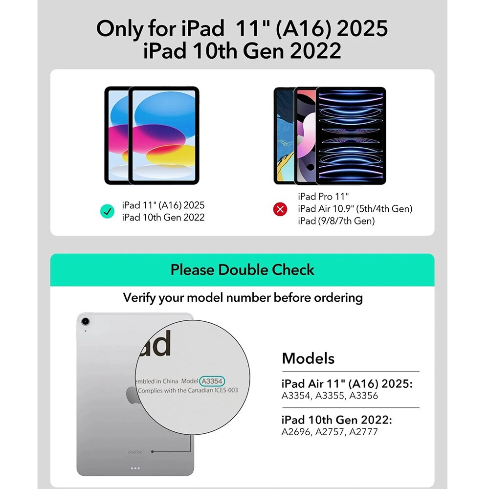 Husa tableta ESR pentru iPad 10 (2022) 10.9 / 11 (2025) - Charcoal Grey
