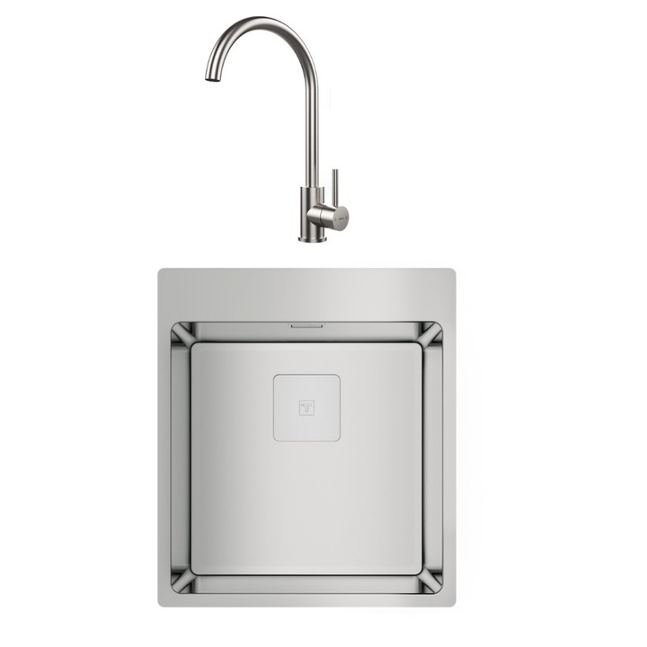 Set chiuvetă bucătărie Teka FORLINEA RS15, inox lucios, 440x500mm, cu băcănie Teka UNI 9310 XP