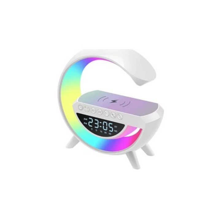 Boxă multifuncțională 4 în 1, Aftermarket, LED RGB, difuzor Bluetooth, încărcător wireless, 23, 5x8x23, 5cm