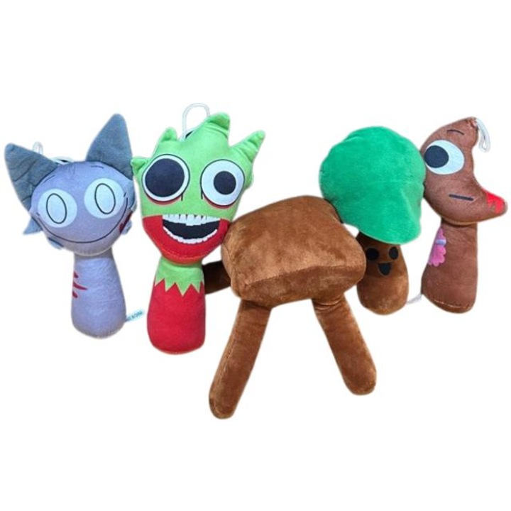 Set 5 jucării de pluș Sprunki, 23 cm, multicolor