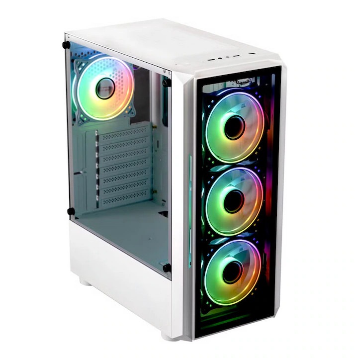 Desktop PC Gaming ProGaming Bastion White Ryzen 5 5600X pana la 4.6 GHz, 32GB DDR4, SSD 2TB, GeForce RTX 3050 8GB GDDR6, Windows 11, Wi‑Fi 6