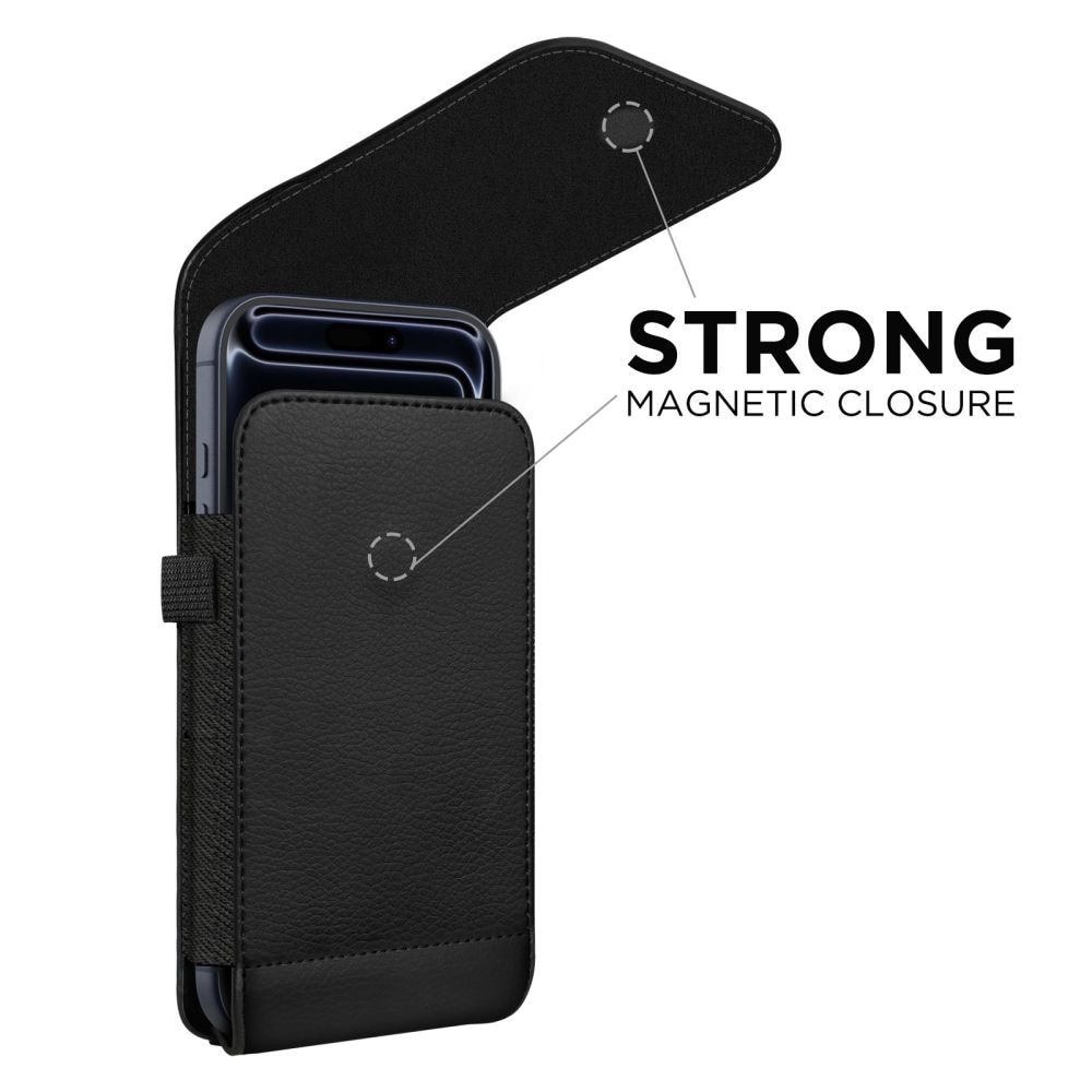 Husa universala pentru telefon Tech-Protect SM75, Piele ecologica, 5.8–6.8 inch, Negru