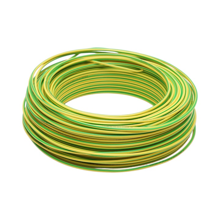 Cablu impamantare cupru 2.5mm galben-verde FY H07V-U, izolatie PVC 450/750V 100m/rola