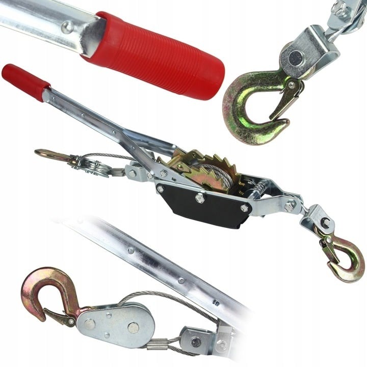 Troliu manual 2000 kg, MaxRom, cablu 2, 5 m, mecanism cu clichet dublu