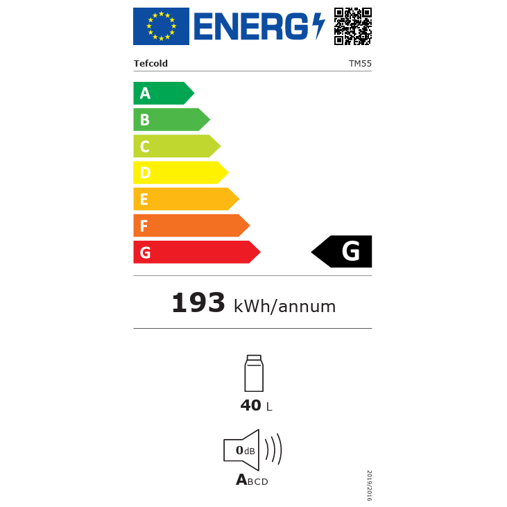 Frigider minibar TEFCOLD, TM55, H 56 cm, volum 41 litri, ideal pentru HoReCa, birou, rulota, iluminare interioara LED, temperatura reglabila 0-10°C, 3 rafturi ajustabile, 3 rafturi pe usa, extrem de silentios, incuietoare, usa reversibila, negru
