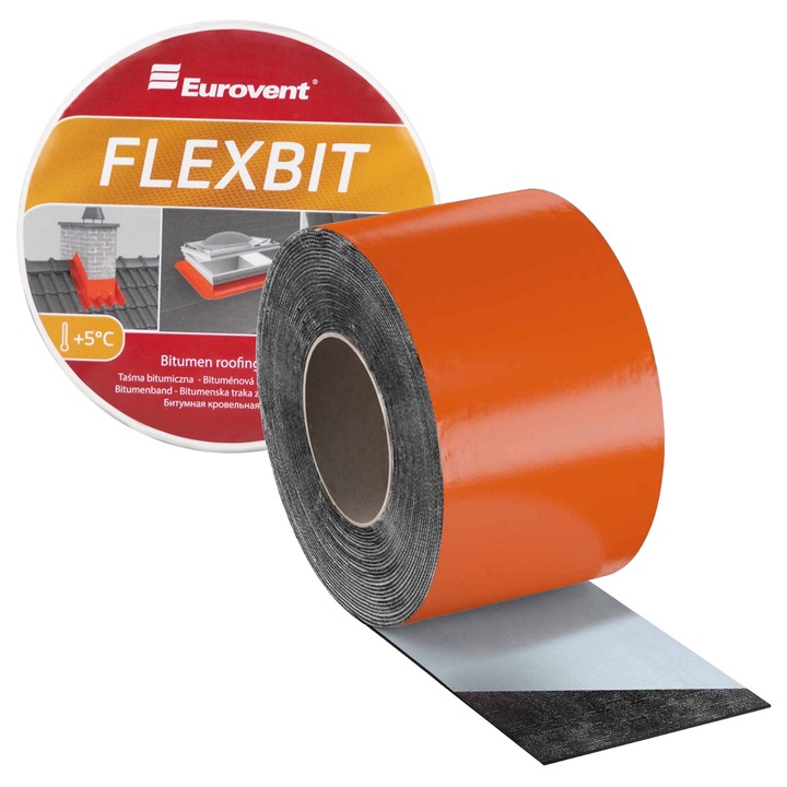 Banda bituminoasa Eurovent FLEXBIT, 100mm x 10m, Ceglasta RAL 8004, fara solventi, rezistenta la UV
