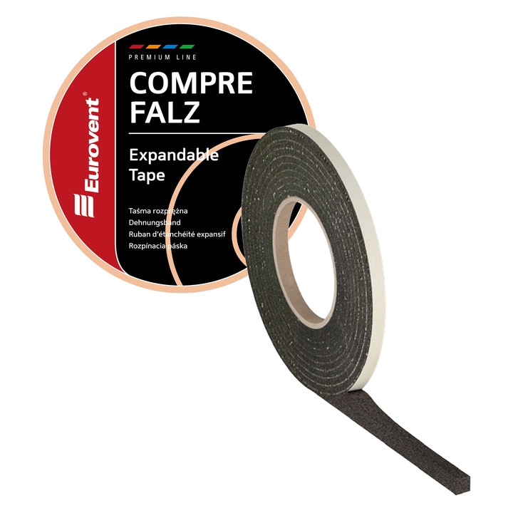 Banda de etansare Eurovent, 10mm x 12,5m, elastica, rezistenta la apa, pentru montaj usi si feronerie