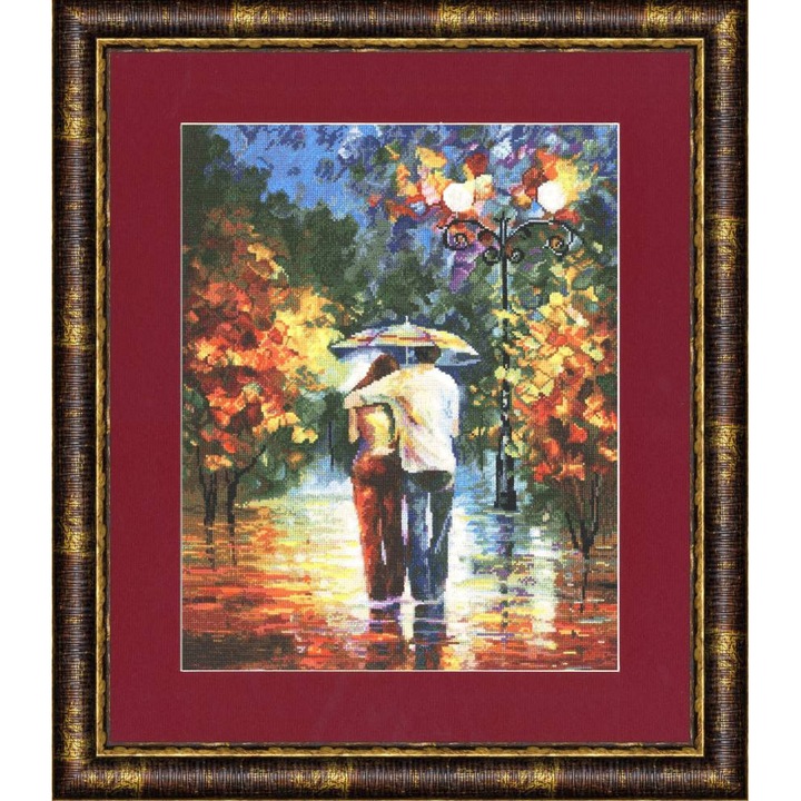 Set de brodat in cruciulita Golden Fleece "Plimbare romantica" 30.7x38.5 cm