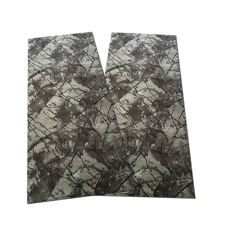 Set Covoare Antiderapante Elma, Poliester, 2 Bucăți, Maro cu Negru, 60x120cm