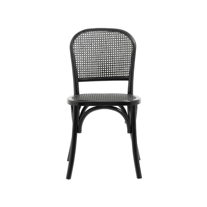 Wicky étkezőszék, Furnlux, rattan, fekete, 44cm, szettben kapható