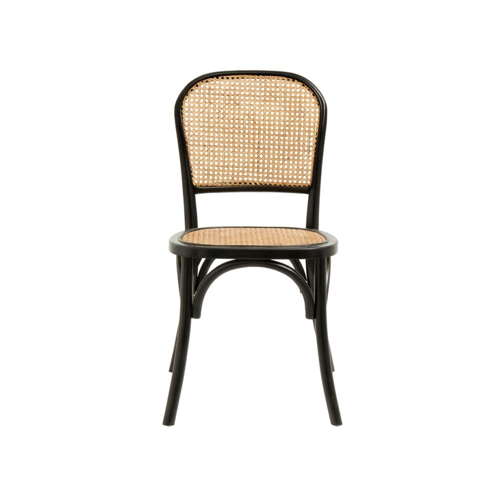Scaun de dining Furnlux, rattan, fekete, 44 cm