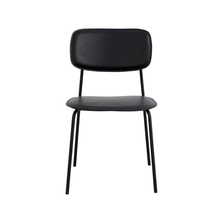 Scaun dining Furnlux ESA, piele PU, negru, 45 cm