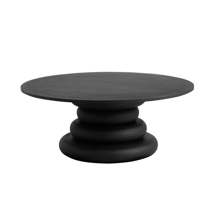 Masa de cafea Furnlux Yalu, neagra, 110 cm, design modern, robusta