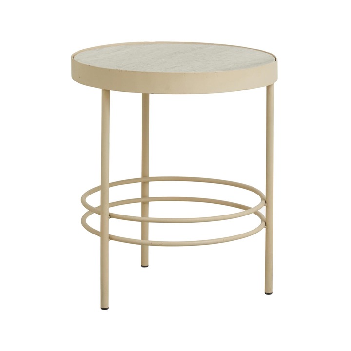 Masa laterala Furnlux JUNGO, marmura alba si bej, 50 cm