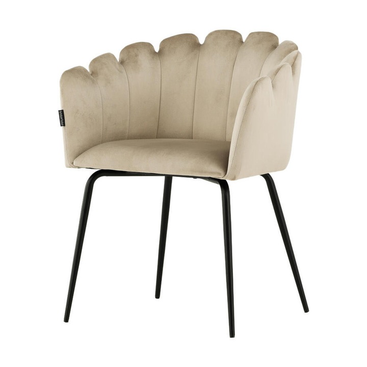 Furnlux Limhamn étkezőszék, bézs, 61cm, modern design, fekete fém lábak