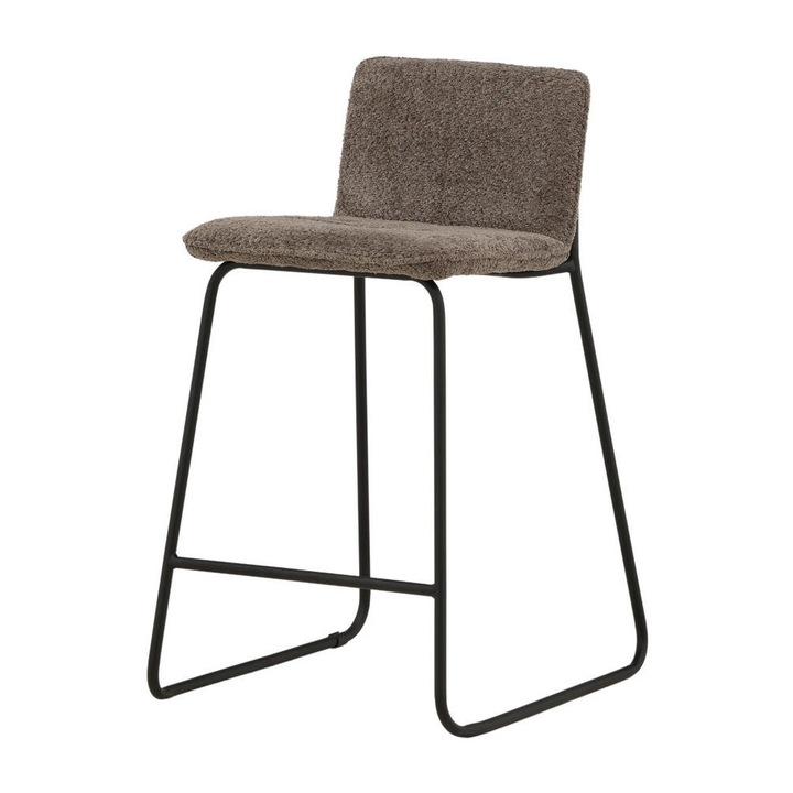 Furnlux Bisbee bárszék, sötétszürke, 41cm, skandináv design, fekete acél lábtartóval