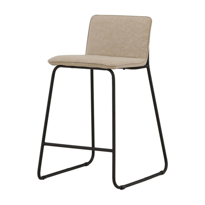 Furnlux Bisbee bárszék, bézs, 41cm, skandináv design, fekete acél lábtartó