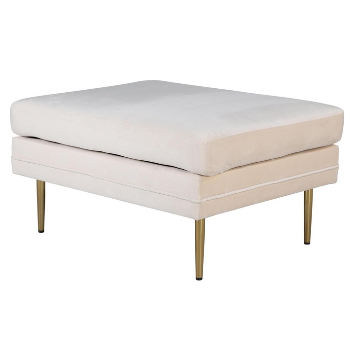 Taburet Furnlux Boom, bézs, 90x70x49cm, arany fém lábak