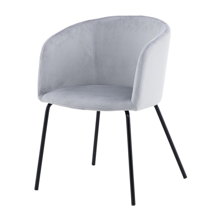 Berit étkezőszék, Furnlux, szürke, 55 cm, modern design, fekete vaslábak