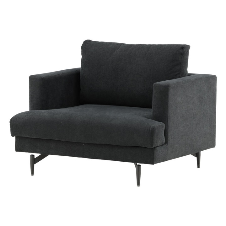 Fotoliu Furnlux Sofia, negru, 104cm, design minimalist, picioare metalice