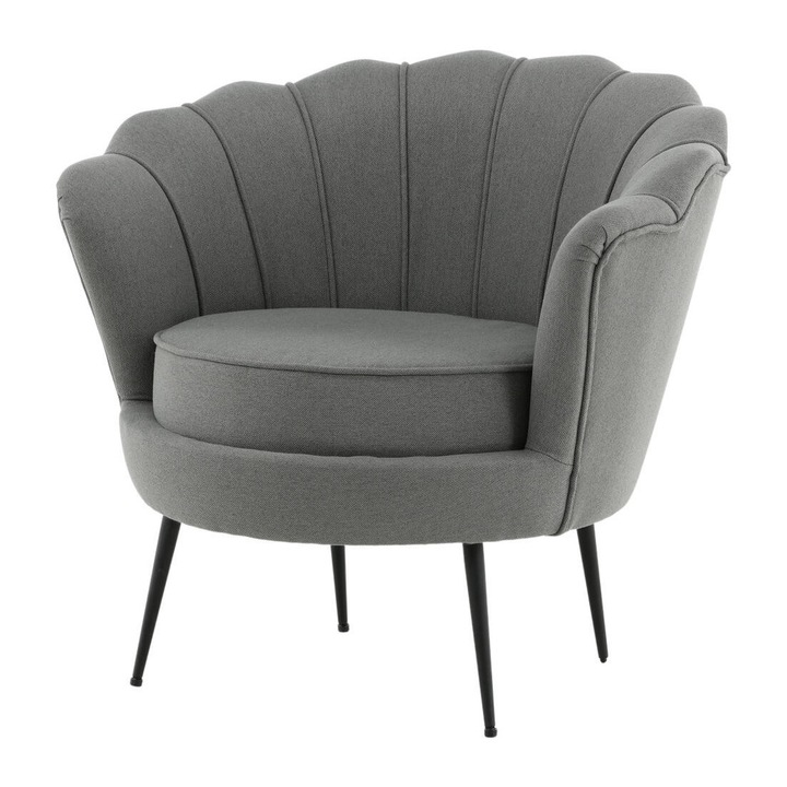 Furnlux Calais szürke fotel, 83cm, modern design, fekete fém lábak