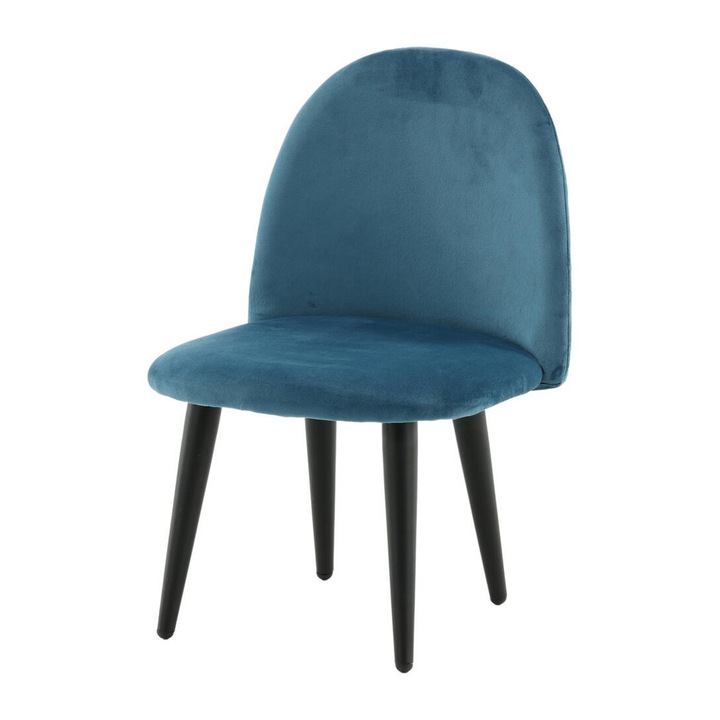 Детски стол Furnlux, кадифе, син/черен