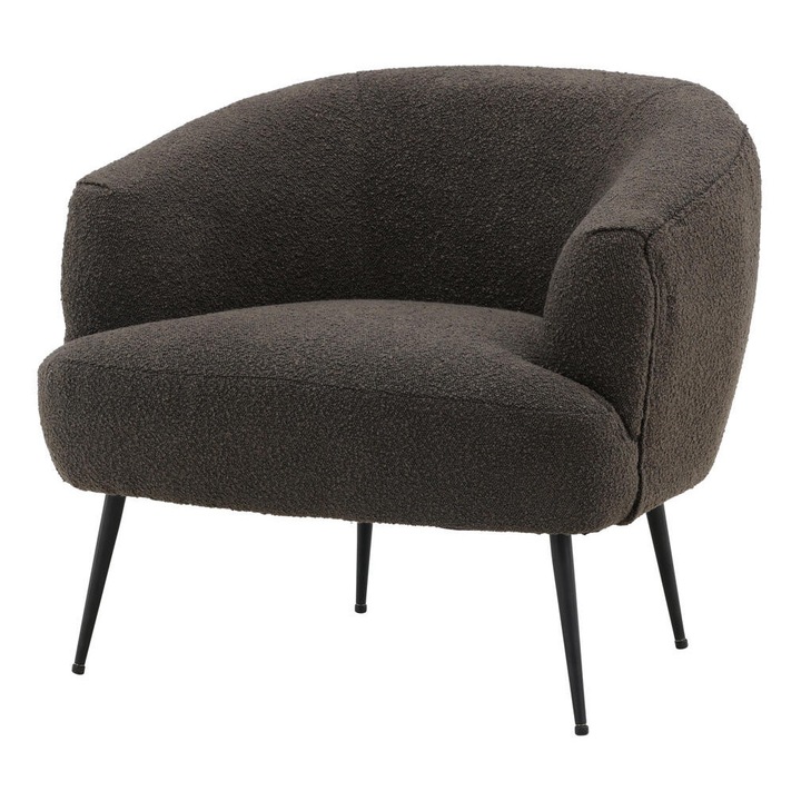 Furnlux Derry sötétszürke fotel, 70 cm, ívelt design, magas lábak