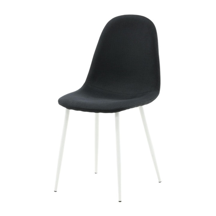 Furnlux Polar étkezőszék, fekete és fehér, 44 cm, kerek design, szövet anyag, fém lábak